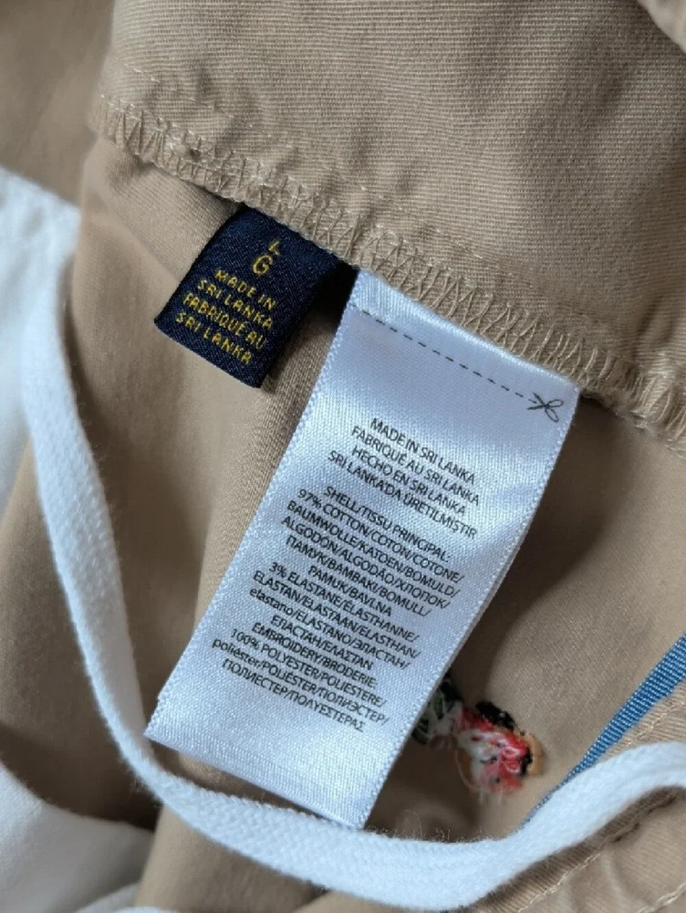 Polo Ralph Lauren Embroidered Hawaiian Khaki Elastic Waist Shorts Preppy L